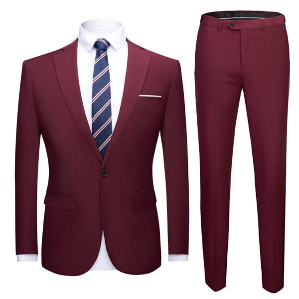 Solid Color Two-piece Plus Size Men's Suit - Image 10