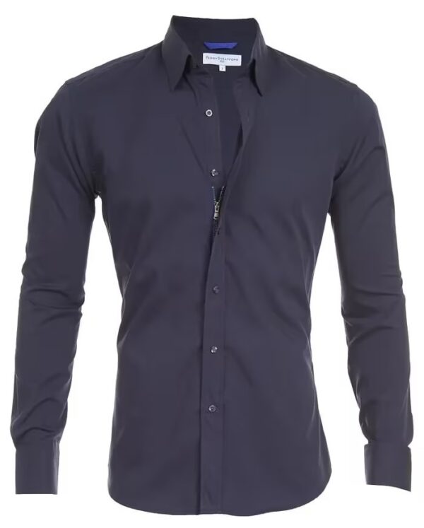 Long Sleeve Zipper Shirt With Button Design Fashion Lapel Tops For Mens Clothing - Image 4