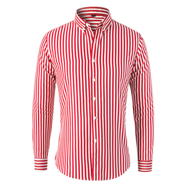 Men's Long-sleeved Slim Casual Striped Shirt - Image 10