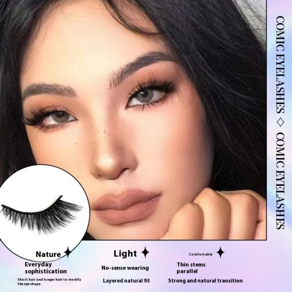 Women's One-piece Five-pair Cat Eye Oblique Flying Stage Makeup Thick Cat Eye Eyelash - Image 6