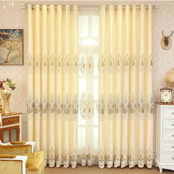 Crown European Embroidery Cloth Mesh Curtains Living Room Bedroom Simple - Image 9