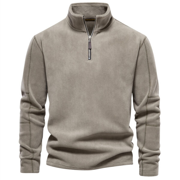 Fashion Personality Stand-collar Zippered Sweatshirt With Fleece Winter Casual Pullover Top Men's Clothing - Image 5