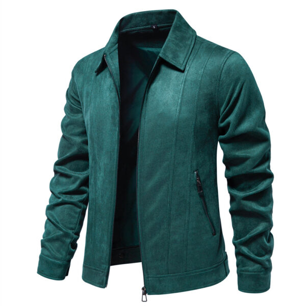 Fashion Lapel Zipper Jacket Autumn And Winter Solid Suede Coat Men's Clothing Outdoor - Image 4