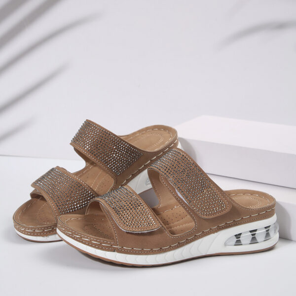 New Air Cushion Wedges Sandals Summer Casual Rhinestone Slides Roman Sandals For Women Non-slip Beach Shoes - Image 7