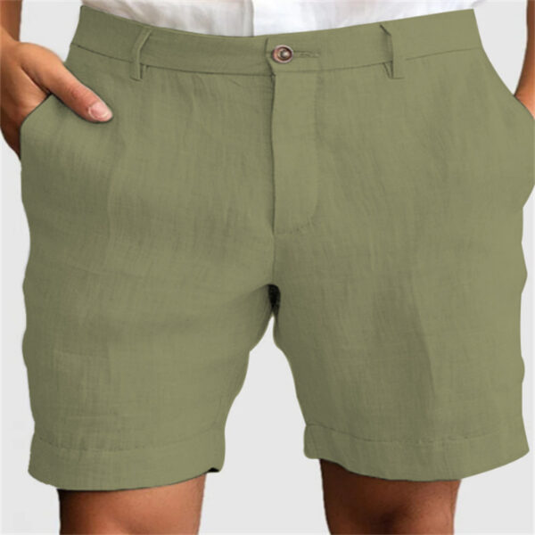 Men's Linen Summer Breathable Solid Color Outdoor Shorts - Image 3