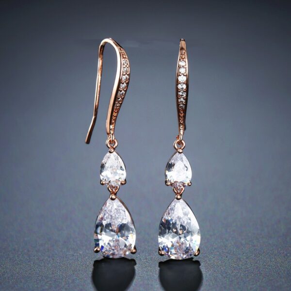 RAKOL Simple Long Exquisite Water Drop Zircon  Female Simple Banquet All-match Earrings - Image 4