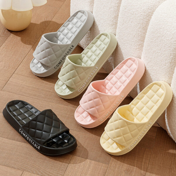 Men's Home Slippers With Plaid Design Soft-soled Silent Indoor Floor Bathing Slippers Women House Shoes Summer - Image 6