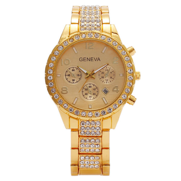 Women's Fashion Diamond Digital Calendar Three Eyes Quartz Watch - Image 3