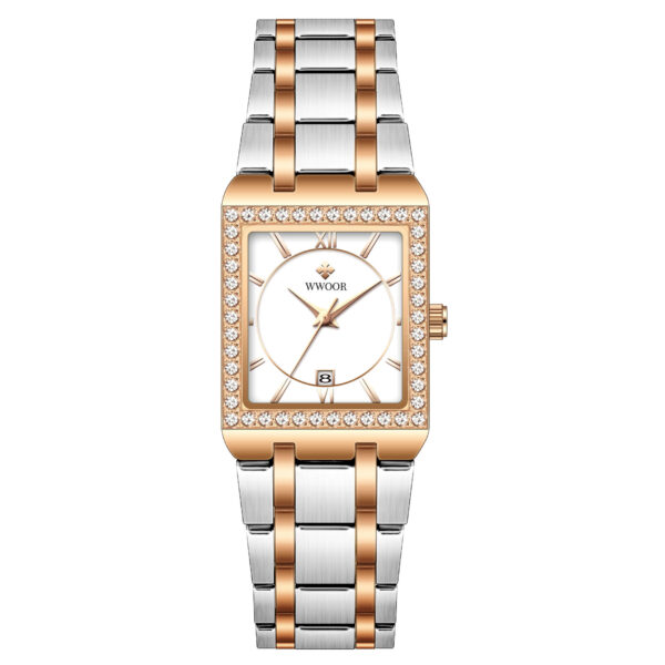 Grip Love Belt Diamond Waterproof Square Steel Band Quartz Women's Watch - Image 3