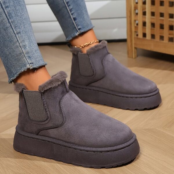 Winter Snow Boots Fashion Flat Thick-soled Cotton Shoes Round Toe Warm Plush Ankle Boot For Women - Image 6