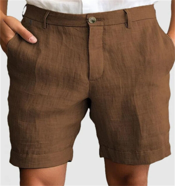 Men's Linen Summer Breathable Solid Color Outdoor Shorts - Image 9