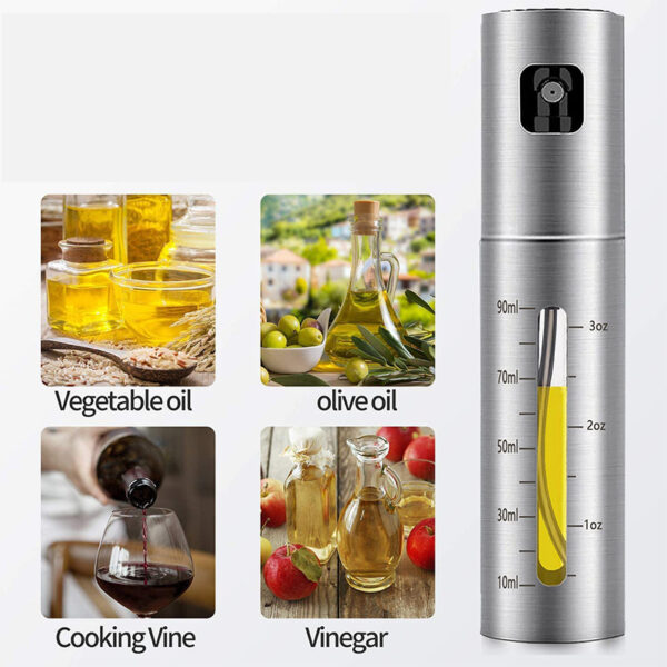 Fuel Spray Can Household Kitchen Supplies Artifact Stainless Steel Oil Injection Bottle Spice Bottle Spray Press Type Barbecue Oil Bottle Kitchen Gadgets - Image 2