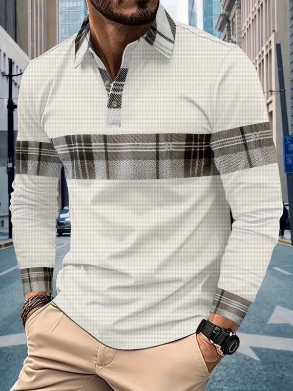 European And American Men's Casual Long Sleeve Color Matching - Image 9