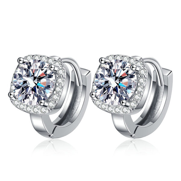 S925 Silver Moissanite Earrings Classic Elegant Square Bag - Image 3