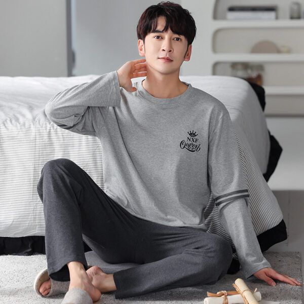 Pajamas Men's Cotton Long Sleeve - Image 3