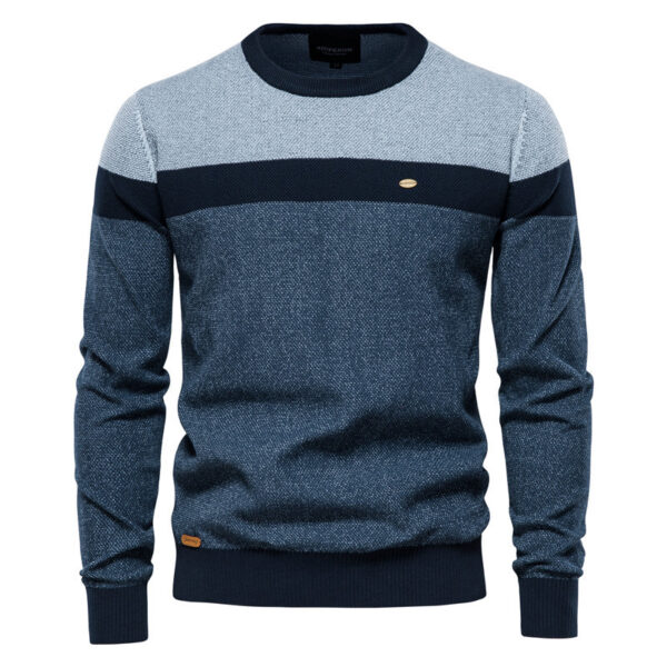 Pattern Stitching Long Sleeved Men's Sweater - Image 4