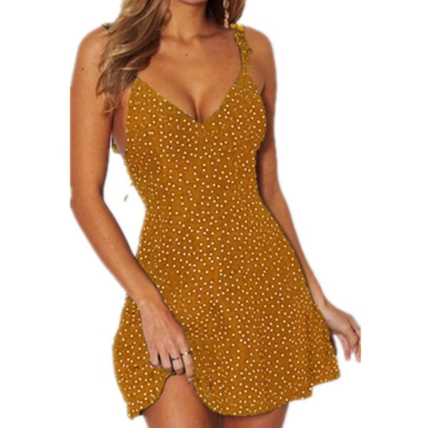 Polka-dot Strappy Dress Women Summer Fashion Beach Sundress - Image 8