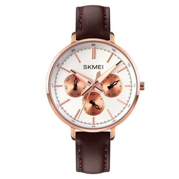 Fashion Six-pin Genuine Leather Women's Retro Round Quartz Watch - Image 7