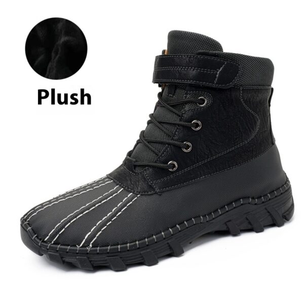 Winter Fleece Lace-up Snow Boots For Men Women Waterproof And Anti-slip Outdoor Work Boot Fashion Warm Mid-tube Cotton Shoes Men - Image 6