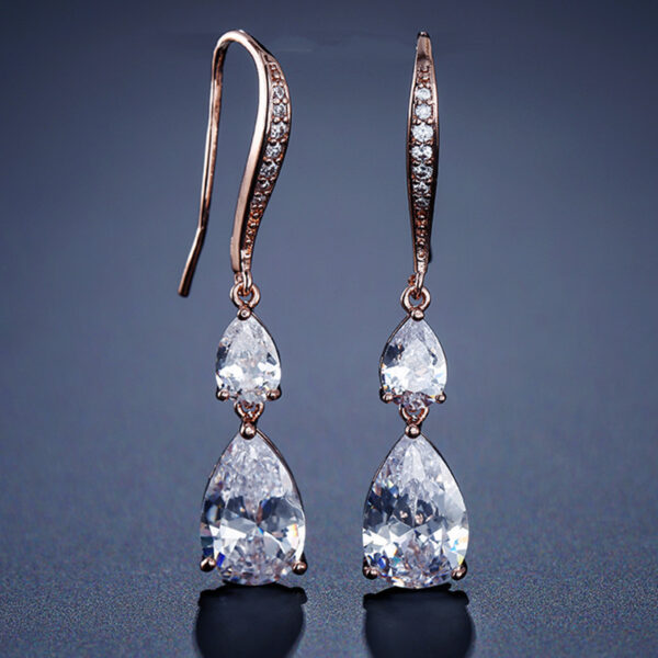 RAKOL Simple Long Exquisite Water Drop Zircon  Female Simple Banquet All-match Earrings - Image 3