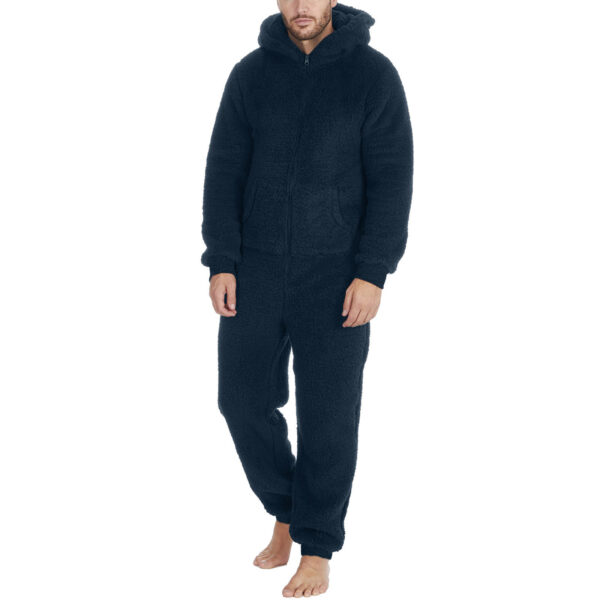 Men's Fashion Zipper Thermal Plush Jumpsuit Thermal Pajamas - Image 10