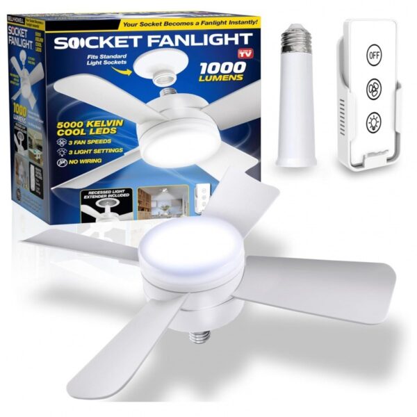 Socket Fan Light With Remote Adjustable Screw Mouth Intelligent Remote Control Integrated LED Fan Light - Image 4