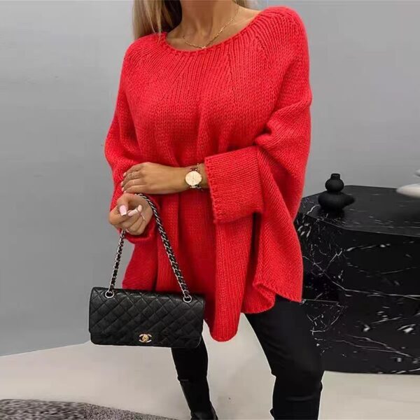 Winter Loose Batwing Sleeve Pullover Sweater Fashion Oversized Knitted Shawl Sweater Tops For Women Clothing - Image 3