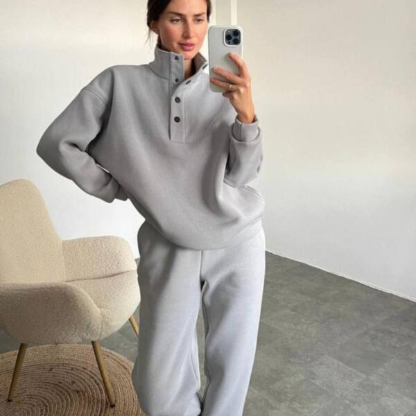 Oversized Solid Casual Pullovers Long Pant Set Warm Hoodie New Tracksuit Suit Fashion Pant Sets Sets For Women 2 Pieces - Image 8