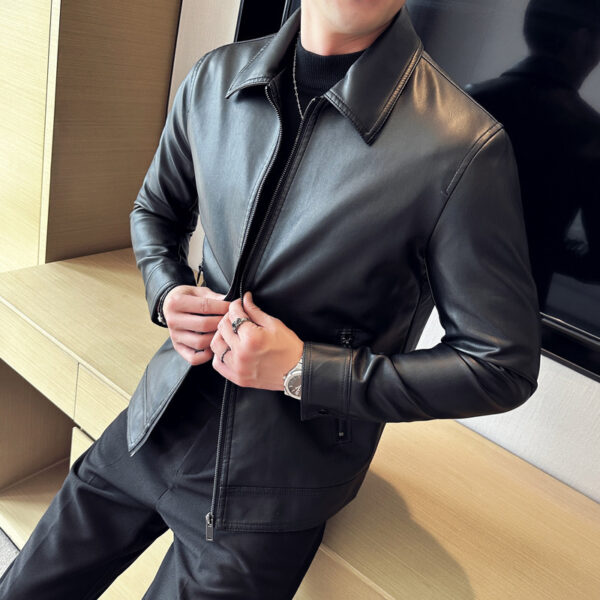 Leather Lapel Light Business Men's Jacket - Image 6