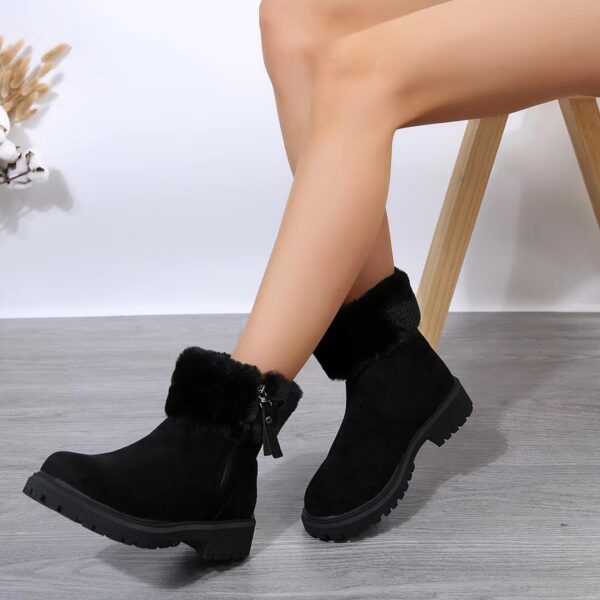 Warm Plush Boots Winter Fashion Side-Zipper Snow Boot For Women Outdoor Thickened Low-heelded Shoes - Image 4