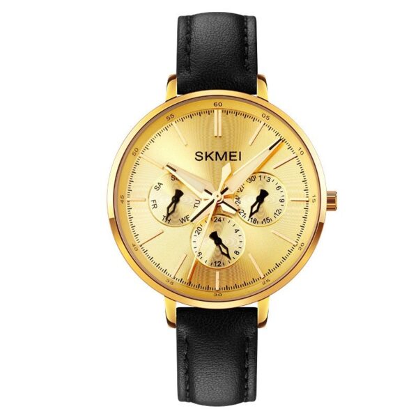 Fashion Six-pin Genuine Leather Women's Retro Round Quartz Watch - Image 3