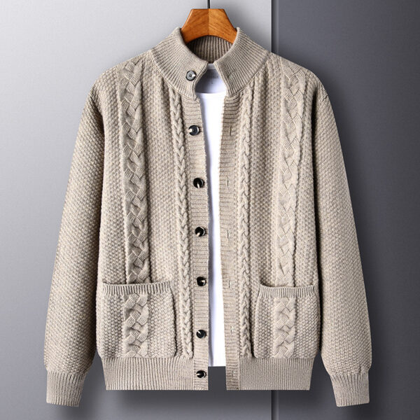 New Single-breasted Sweater With Pockets Fashion Jacquard Loose-fitting Cardigan Men Clothing - Image 9