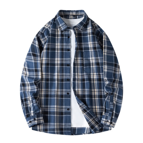 Retro Plaid Shirt Lapel Men's Long-sleeved Jacket - Image 3