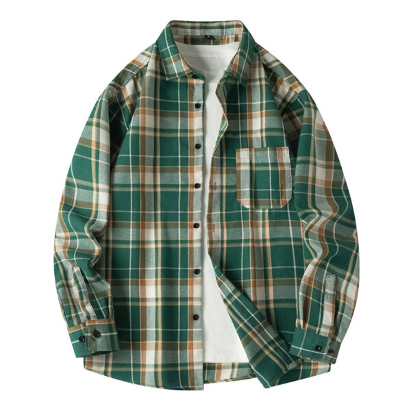 Retro Plaid Shirt Lapel Men's Long-sleeved Jacket - Image 8