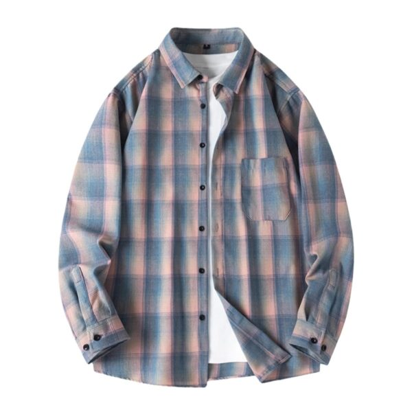 Retro Plaid Shirt Lapel Men's Long-sleeved Jacket - Image 9