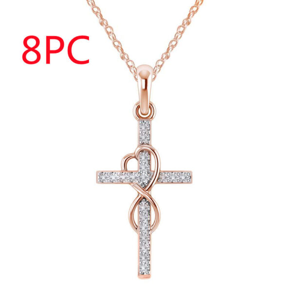 Alloy Pendant With Diamond And Eight-character Cross Necklace - Image 8