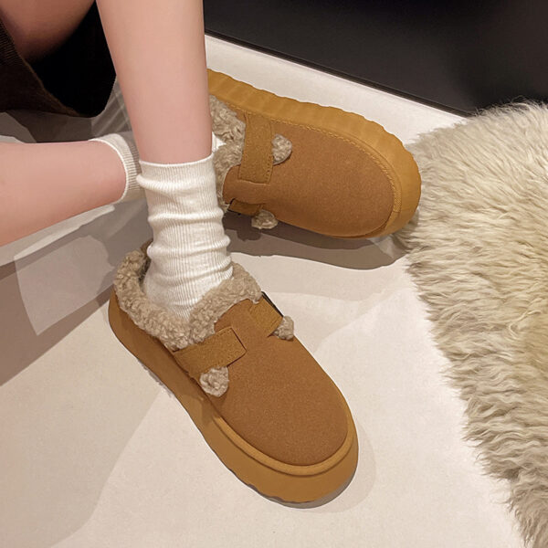 New Luxury Winter Women's Shoes Plush Fashion Retro Bean Shoes Cotton Women's Flat Sole Slippers Platform Women Boots - Image 9