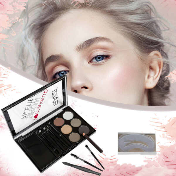 Natural Brown Eyebrow Powder Palette Eye Contour Enhancers Eye Brows Shadow Stamp Shaping Waterproof Makeup Kit With Brush - Image 2