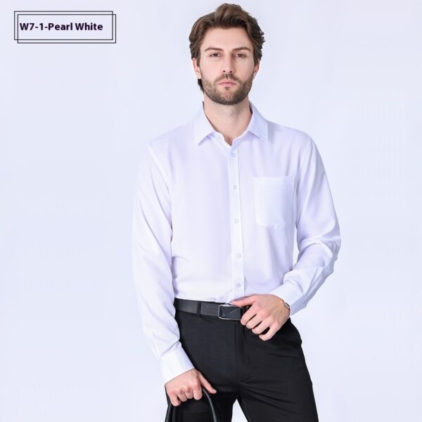 Commute Minimalist Business Professional Non-ironing Stretch Shirt Long Sleeve Men's High Sense - Image 4