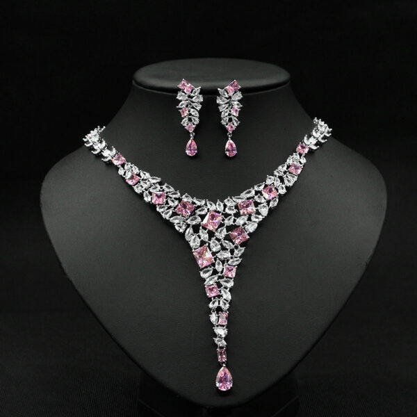 Colorful Zircon Necklace Set Wedding Dress Wedding Earring Accessories - Image 6