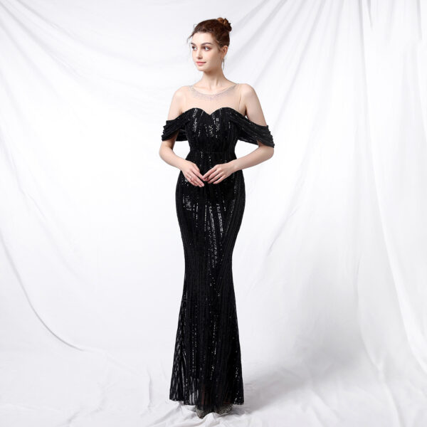 Long Sequined Long Dress With Front And Back - Image 3