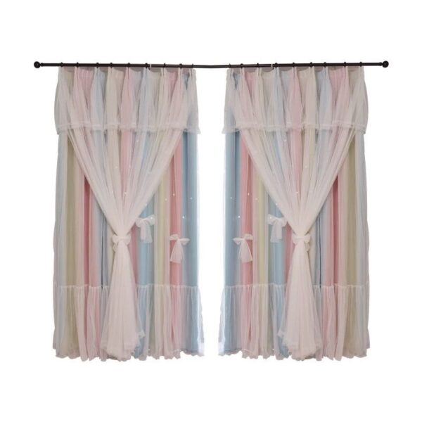 Nordic Simple Hollow Star Princess Wind Bedroom Blackout Curtains - Image 5