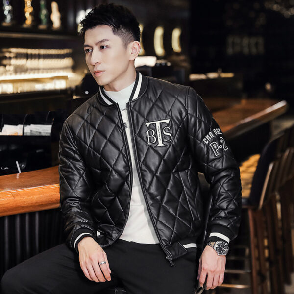 Men's Baseball Collar Slim-fit Youth Embroidered Cotton-padded Jacket - Image 4