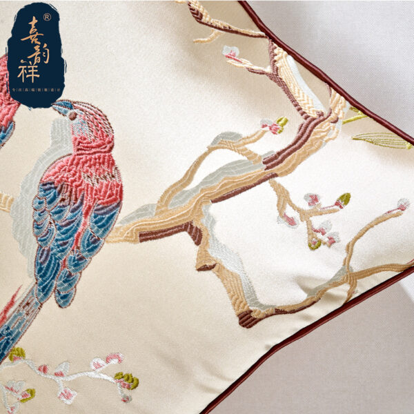 Chinese Throw Pillow Flower And Bird Jacquard Style Chair Cushion Cushion - Image 3