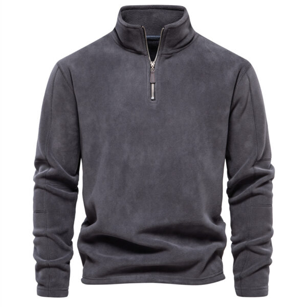 Fashion Personality Stand-collar Zippered Sweatshirt With Fleece Winter Casual Pullover Top Men's Clothing - Image 10