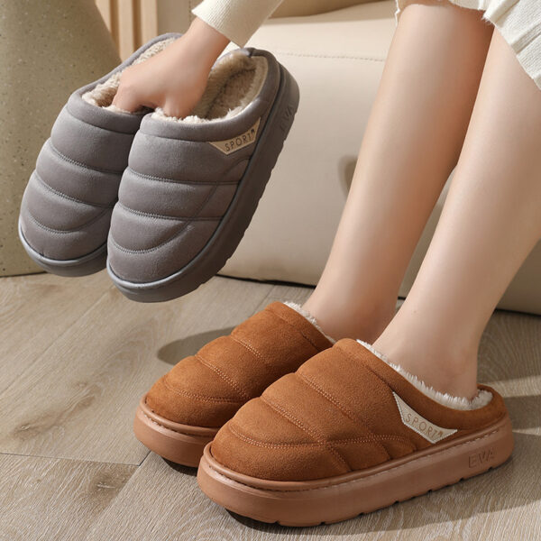 Fashion Solid Plush Slipper Winter Warm Indoor Floor Bedroom Home Slippers For Couple Thick-soled House Shoes Women Men - Image 9