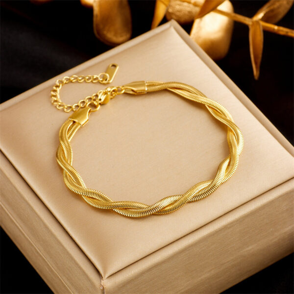 Stainless Steel Gold Plated Punk Fashion Double Layer Bracelet For Women Girl Snake Chain Party Luxury Jewelry - Image 8