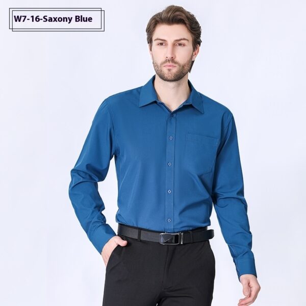 Commute Minimalist Business Professional Non-ironing Stretch Shirt Long Sleeve Men's High Sense - Image 8