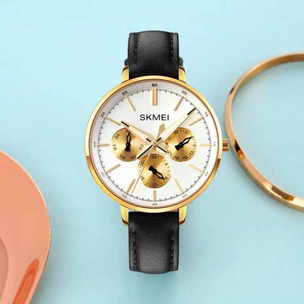 Fashion Six-pin Genuine Leather Women's Retro Round Quartz Watch - Image 6