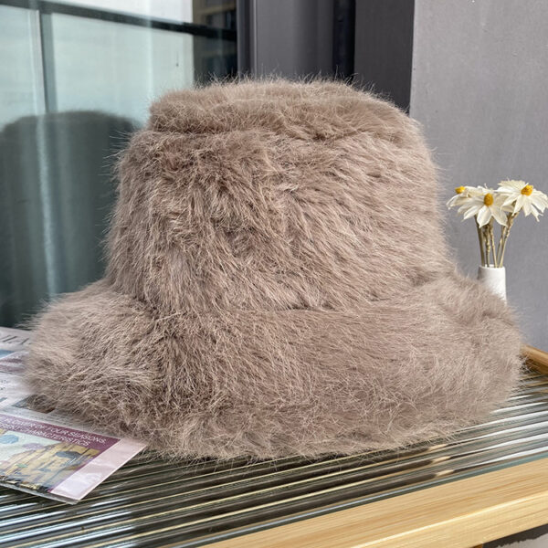 All-match Long Fur Warm Bucket Hat - Image 10